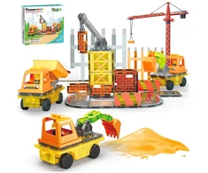 Picasso Tiles - Magnetic Tiles 5-in-1 Construction Vehicle Builder Set 50pcs (PTU06)