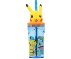 Pokemon 3d puodelis su šiaudeliu, 360 ml.