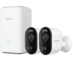 „Reolink“ – namų centras su 2 „Argus 3E“ baterijomis maitinamomis vidinėmis/išorinėmis kameromis – baltas