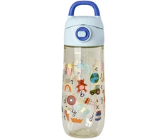 Rice - Kids Drinking Bottle - Plastic with ABC Print - Mėlyna - 550 ml (PLBOT-SABC)