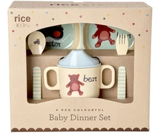 Rice - Melamine Baby Dinner Set - Mėlyna ABC Print - 4 pcs