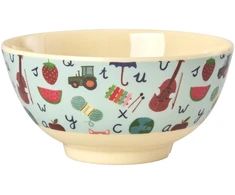 Rice - Melamine Bowl with Mėlyna ABC Print - Mėlyna - Medium - 700 ml