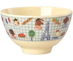 Rice - Melamine Bowl with Mėlyna Kids in Paris Print - Soft Mėlyna - 300 ml