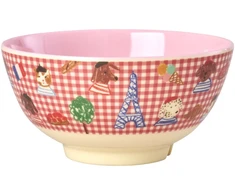 Rice - Melamine Bowl with Raudona Kids in Paris Print - Rožinė - 700 ml