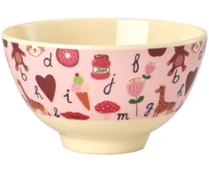 Rice - Melamine Bowl with Rožinė ABC Print - Rožinė - 300 ml