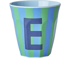 Rice - Melamine Cup with the Letter E - Mėlyna and Žalias - Medium - 250 ml