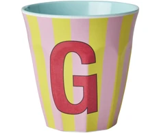 Rice - Melamine Cup with the Letter G - Rožinė and Geltona - Medium - 250 ml