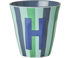 Rice - Melamine Cup with the Letter H - Mėlyna and Žalias - Medium - 250 ml