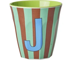 Rice - Melamine Cup with the Letter J - Mėlyna and Žalias - Medium - 250 ml