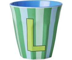 Rice - Melamine Cup with the Letter L - Mėlyna and Žalias - Medium - 250 ml