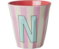 Rice - Melamine Cup with the Letter N - Mėlyna and Rožinė - Medium - 250 ml