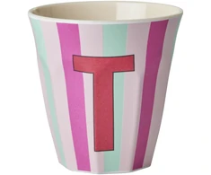Rice - Melamine Cup with the Letter T - Rožinė and Raudona - 250 ml