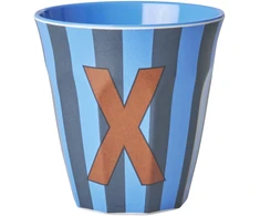 Rice - Melamine Cup with the Letter X - Mėlyna and Brown - Medium - 250 ml