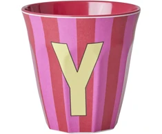 Rice - Melamine Cup with the Letter Y - Raudona and Rožinė - Medium