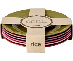 Rice - Melamine Round Side Plates - Assorted Colors - 6 Pack