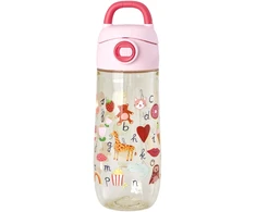 Rice - Plastic Kids Drinking Bottle with ABC Print - Rožinė - 550 ml (PLBOT-SABCI)