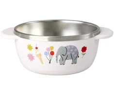 Rice - Stainless Steel Baby Bowl with Fixed Cover - Rožinė Fun Fair Print - 300 ml