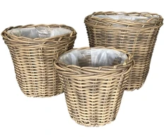 Scandinavian Collection - Rotango augalų krepšeliai - natūralūs - 3 vnt. rinkinys