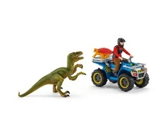 SCHLEICH „Dinosaurs“ Rinkinys - Pabėgimas Nuo Velociraptoriaus Keturračiu
