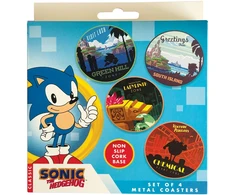 Sonic - Sonic The Hedgehog Printed Metal Location Coasters Set - 89mm