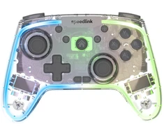 „Speedlink RAIT NX RGB“ belaidis/laidinis žaidimų pultas, skirtas asmeniniams kompiuteriams, „Android“ ir „Switch OLED“ bei „Lite“ įrenginiams, skaidrus ir skaidrus.