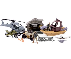Toymax Specialiųjų pajėgų karinis rinkinys su valtimi, sraigtasparniu, keturračiu ir priedais (520374)
