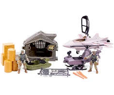 Toymax Specialiųjų pajėgų karinis rinkinys su naikintuvu, sraigtasparniu, kateriu ir priedais (520370)