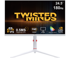 „Twisted Minds“ – „Arctic Pro“ serijos 24 colių FHD – 180 Hz 0,5 ms spartos IPS HDMI 2.1 žaidimų monitorius – baltas