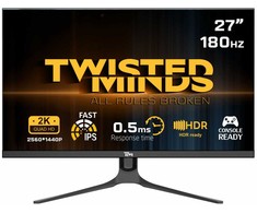 „Twisted Minds“ – „Blaze“ serijos plokščias 27 colių QHD – 180 Hz 0,5 ms spartos IPS HDMI 2.1 žaidimų monitorius