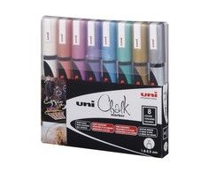 Uni-Ball Uni - Chalkmarker 5M - Metallic spalvos, 8 vnt