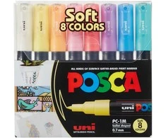 „Posca“ – PC1MC – „Extra Fine Bullet Tip“ rašiklis – švelnios spalvos, 8 vnt