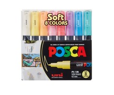 „Posca“ – PC1MC – „Extra Fine Bullet Tip“ rašiklis – švelnios spalvos, 8 vnt