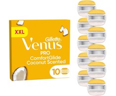 Venus Pro ComfortGlide kokoso ir Olay skustuvo peiliukai – geltoni/balti – 10 vnt.