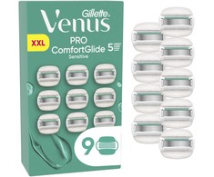 Venus Pro ComfortGlide Sensitive skustuvo peiliukai – žali/balti – 9 vnt.