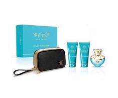 Versace Dylan Turquoise EDT moterims, 100 ml + kvapnus kūno gelis, 100 ml + dušo želė, 100 ml + kosmetinė
