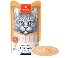 wanpy - Wanpy - 25 x 14 g pakuotė. Kreminis, laižomas skanėstas su vištiena ir krabais - 25 x 14 g
