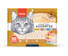 wanpy - Wanpy kačių kreminiai laižomi skanėstai, 50 vnt. pakuotėje, asorti, 700 g (50 x 14 g) - 700 g (50 x 14 g)