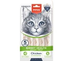 wanpy - Wanpy funkcinis kreminis laižomas skanėstas katėms, skirtas inkstų sveikatai, vištienai ir daržovėms, 70 g (5 x 14 g) - 70 g (5 x 14 g)