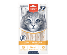 wanpy - Wanpy funkcinis kreminis laižomas skanėstas katėms, sąnarių palaikymui, jautiena ir vištiena, 70 g (5 x 14 g) - 70 g (5 x 14 g)