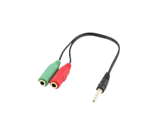 White Shark kabelis 3,5mm x2 F. 3Pin - 3,5mm M. 4Pin 0,2M