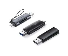 UGREEN adapteris USB + USB-C CM304 kortelių skaitytuvas SD + Micro SD - juodas