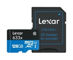 Atminties kortelė Lexar | Didelio našumo 633x | UHS-I | 128 GB | micro SDXC