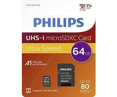 Atminties kortelė „Philips“ „Micro SDXC“ kortelė 64 GB, 10 klasės UHS-I U1, įsk. Adapteriai