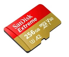 Atminties kortelė SanDisk Extreme Micro SDXC kortelė mobiliesiems žaidimams 256GB + 1 metų RescuePRO Deluxe iki 190MB/s &amp; 130MB/s Skaitymo/Rašymo greitis A2 C10 V30 UHS-I U3; EAN:619659188498