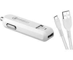 AVACOM CARMAX 2 AUTOMOBILINIS KROVIMAS 2X QUALCOMM QUICK CHARGE 2.0, Baltas (USB-C KABELIS)