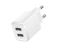 „Baseus“ kompaktiškas greitas įkroviklis, 2x USB, 10,5 W (baltas)