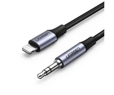 Ugreen kabelis AUX MFI Lightning garso laidas - 3,5 mm mini lizdas, 1 m pilkas (70509)