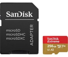 Atminties kortelė SanDisk 256GB Extreme microSDXC + adapteris, 190MB/s
