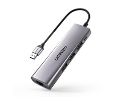 UGREEN CM266 adapteris yra 5in1 USB 3x USB 3.0 micro USB RJ45