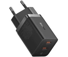 Sieninis įkroviklis Baseus GaN5 40W, 2x USB C (juodas)